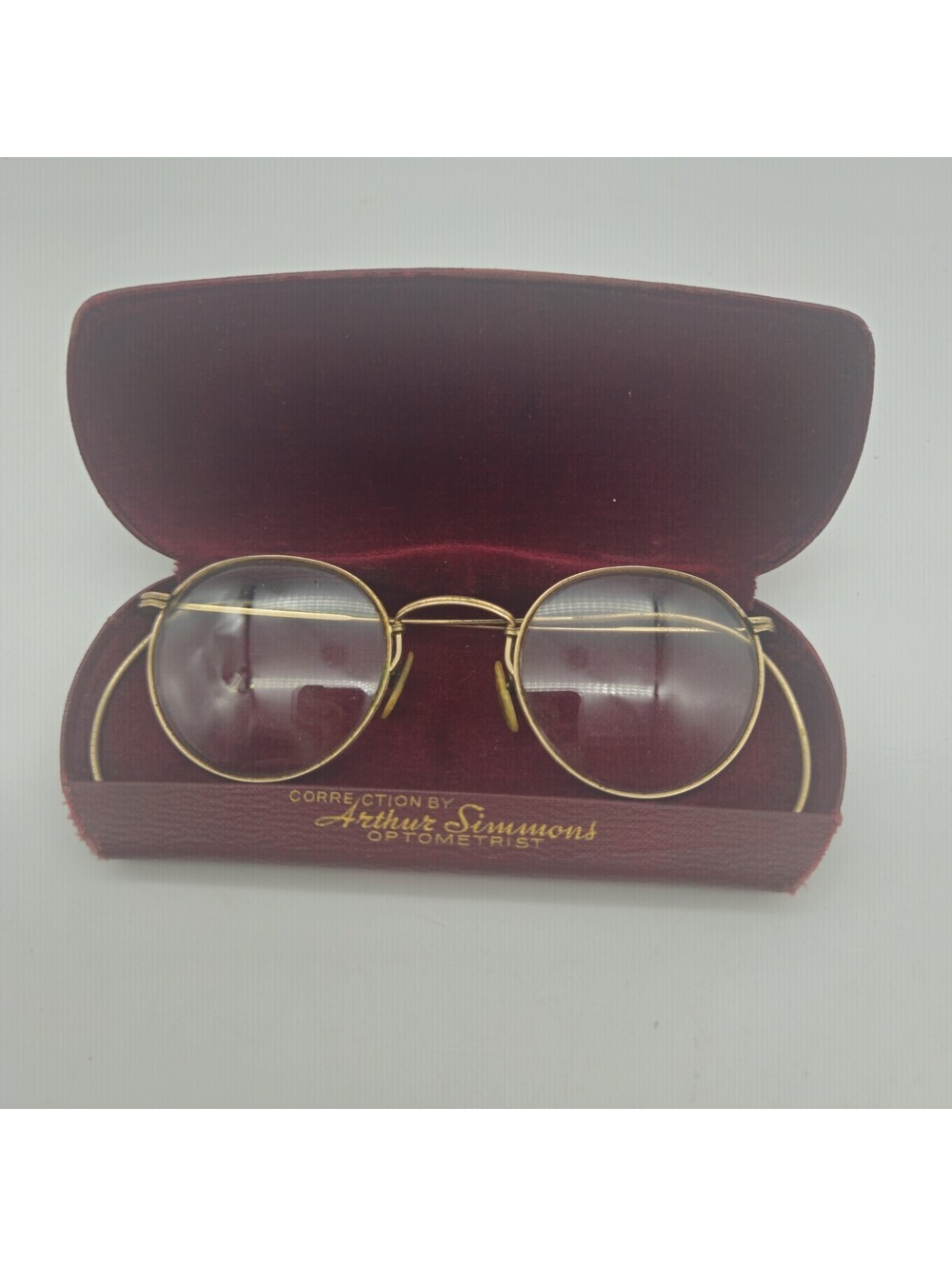 Vintage Arthur Simmons Optometrist Gold Filled Round Bifocal Glasses W/Case